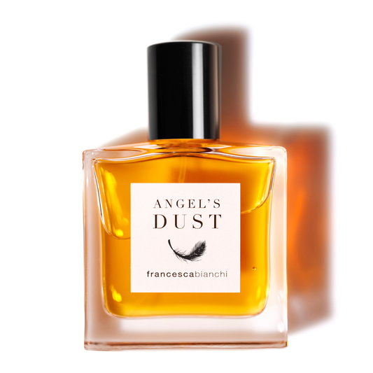 Perfume bottle labeled 'Angel's Dust' by francescabianchi on a white background