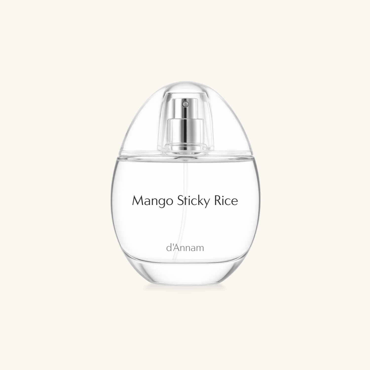 Perfume bottle labeled 'Mango Sticky Rice' by d'Annam on a light beige background