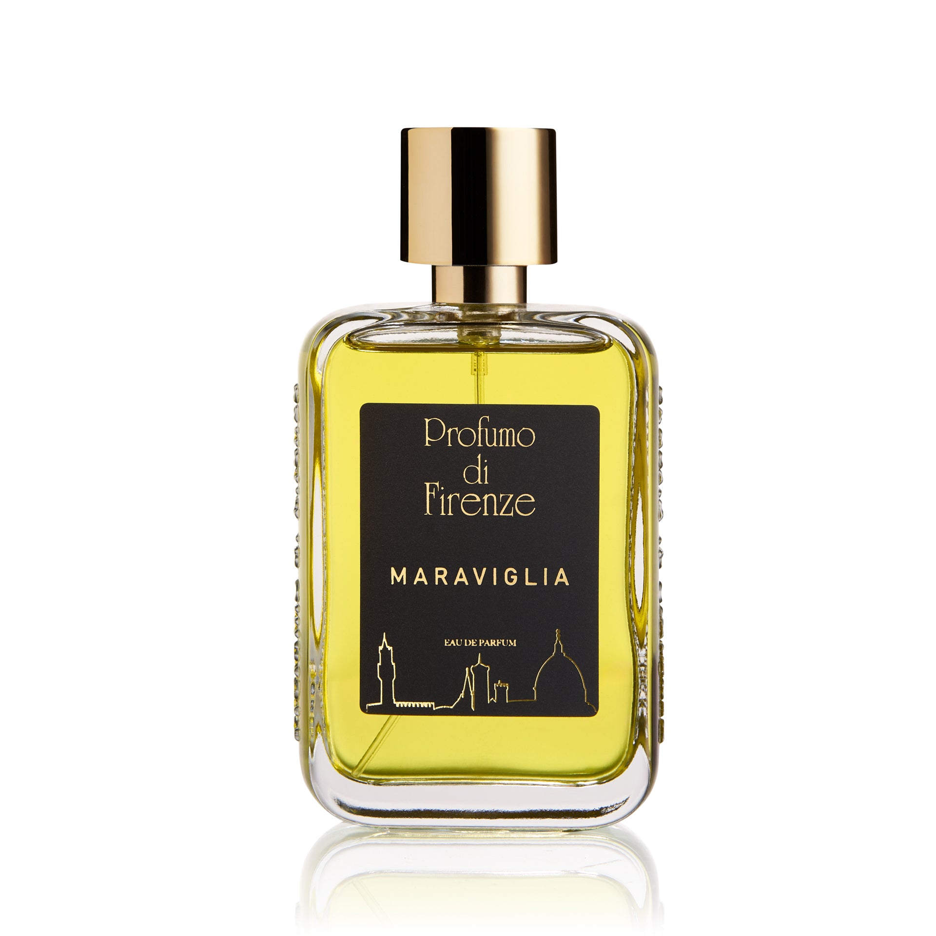 Perfume bottle labeled 'Profumo di Firenze Maraviglia' on a white background